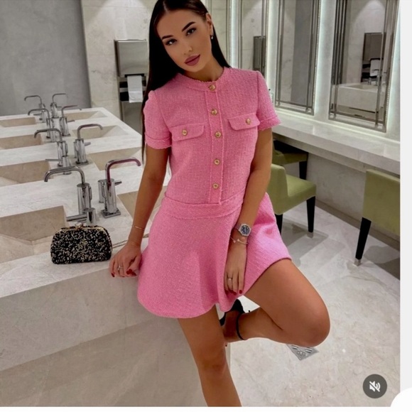 NWT Blogger Fav Zara STRUCTURED TWEED DRESS ZW COLLECTION - Picture 1 of 13